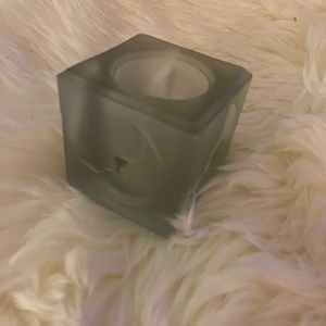 Glass moon candle holder